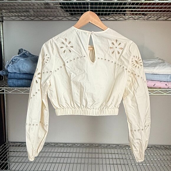 RHODE | Adeline Cotton Eyelet Crop Top - Picture 2 of 4